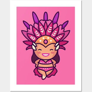 Cute Brazilian Carnival Woman Cartoon Posters and Art